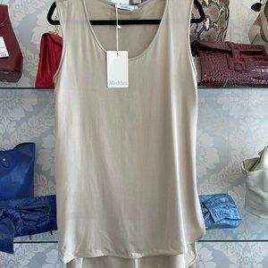 MAX MARA Beige Sleeveless Silk Blouse/Top Style# 19460843